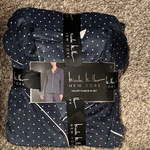 Nicole Miller Dark Blue Velvet Fleece Pajama Set